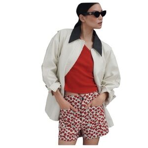Maeve- The Colette Linen Blend Shorts- Red Floral- Size 25
